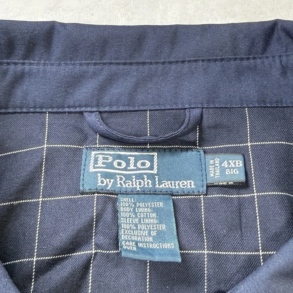 Polo Ralph Lauren Mens 4XB Harrington Bomber Jacket Navy Blue Big Pony Full Zip